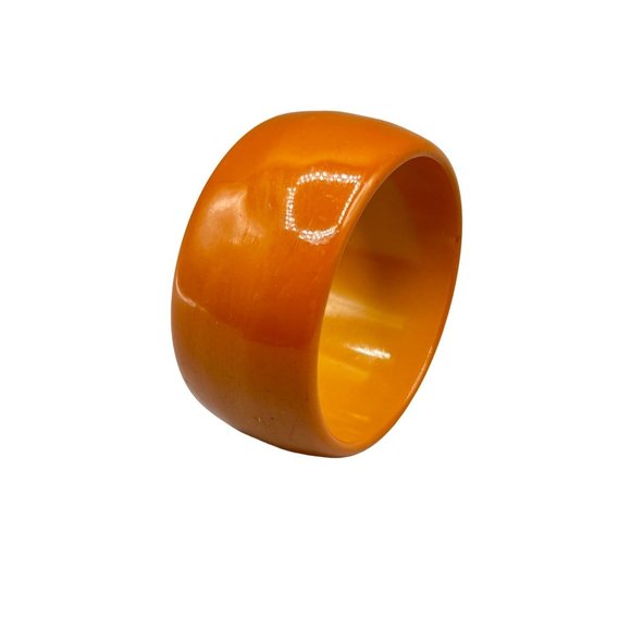 Wide Vintage Bakelite Bracelet Butterscotch Early Collectible Plastic Jewelry - Picture 1 of 9